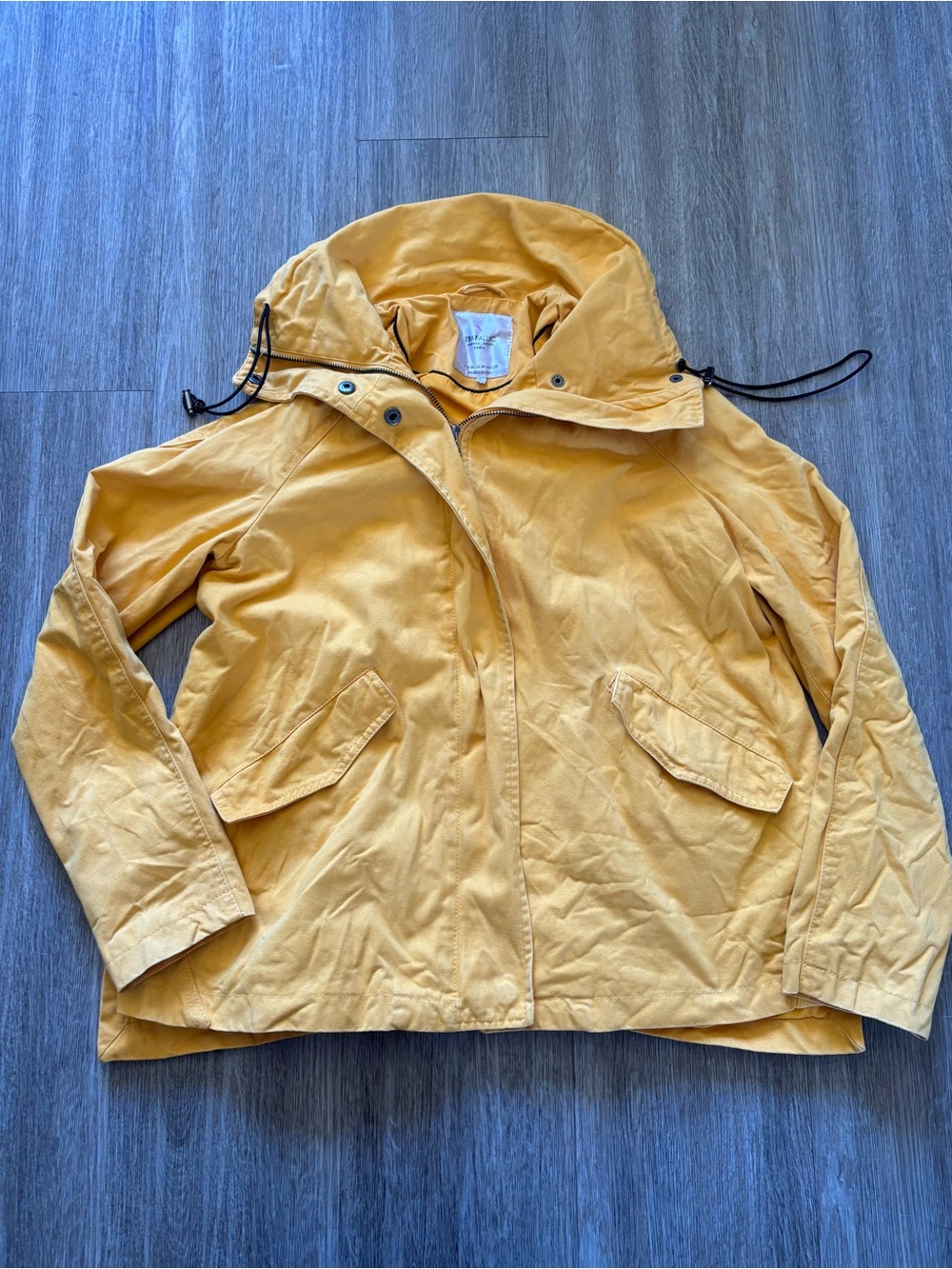 Zara Yellow Hooded Utility Jacket